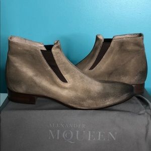 Alexander McQueen Suede Taupe Ankle Boots